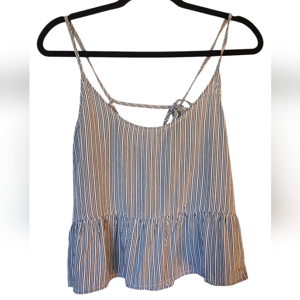 NWT Hollister Striped Blue and White Tank Top Shirt with Tie in Back Size Medium